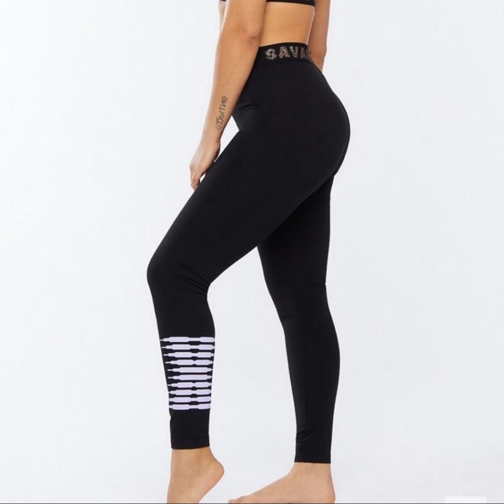 Savage X Fenty Womens Forever Savage Jersey Leggings Black & Purple Size Medium
